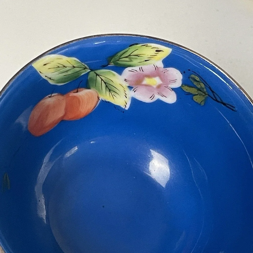 Vintage Occupied Japan Hand Painted Fruit Porcelain Teacup Saucer Gold Gilt